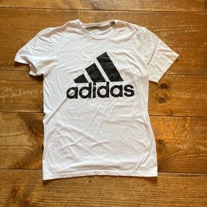 ADIDAS - White Tshirt w Black Logo (Size S)